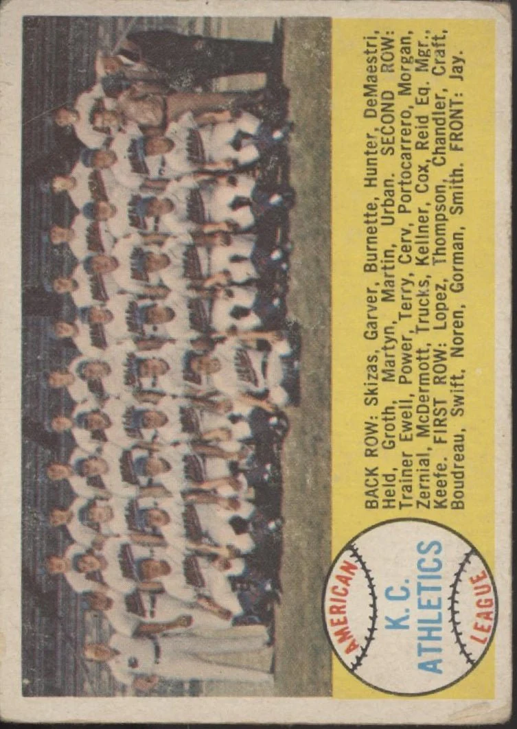 Kansas City Athletics 1958 Topps Team Card #174 VG-EX