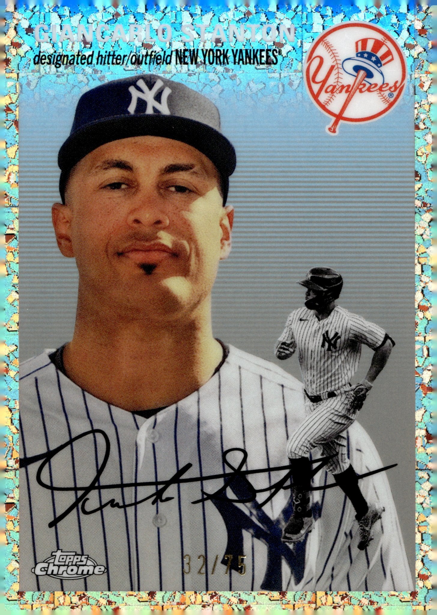 Giancarlo Stanton 2023 Chrome Platinum Rose Gold Mini Diamond Refractor 32/75