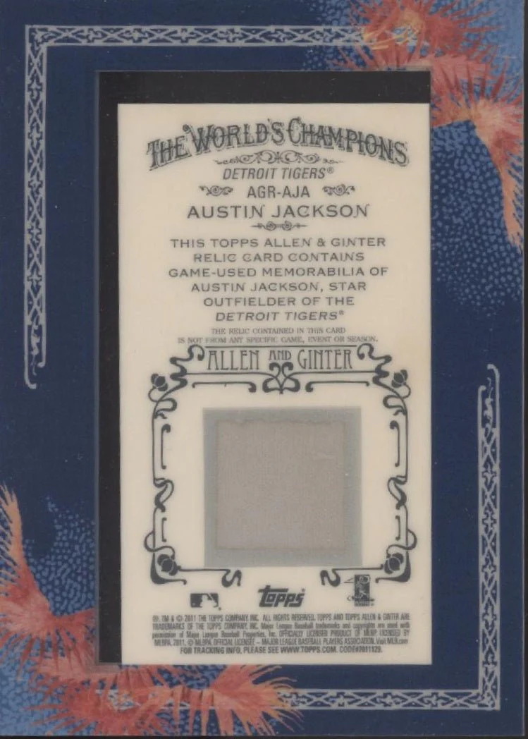 Austin Jackson 2011 Topps Allen & Ginter Mini Framed Swatch #AGR-AJA