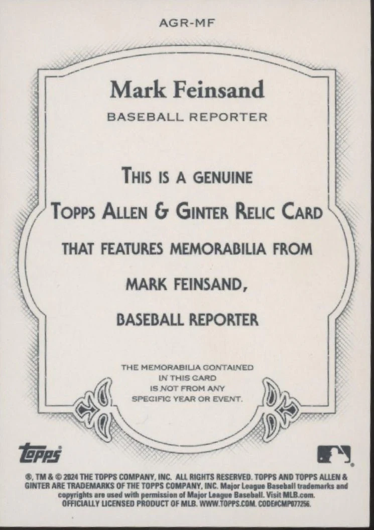Mark Feinsand 2024 Topps Allen & Ginter Swatch #AGR-MF