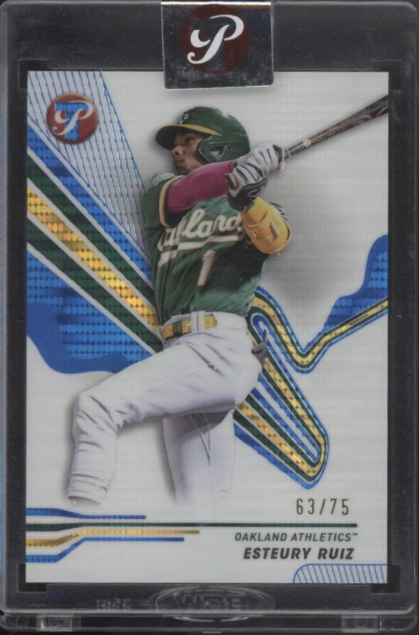 Esteury Ruiz 2024 Topps Pristine Blue Pulsar Refractor 63/75 #151