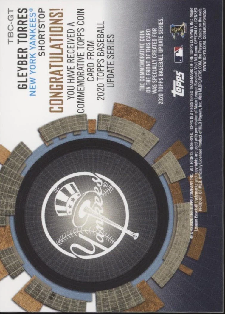 Gleyber Torres 2020 Topps Update Series Commemorative Coin #TBC-GT