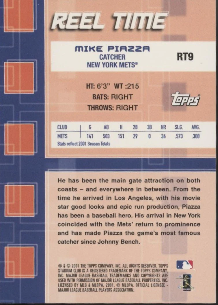 Mike Piazza 2001 Topps Stadium Club Reel Time #RT9