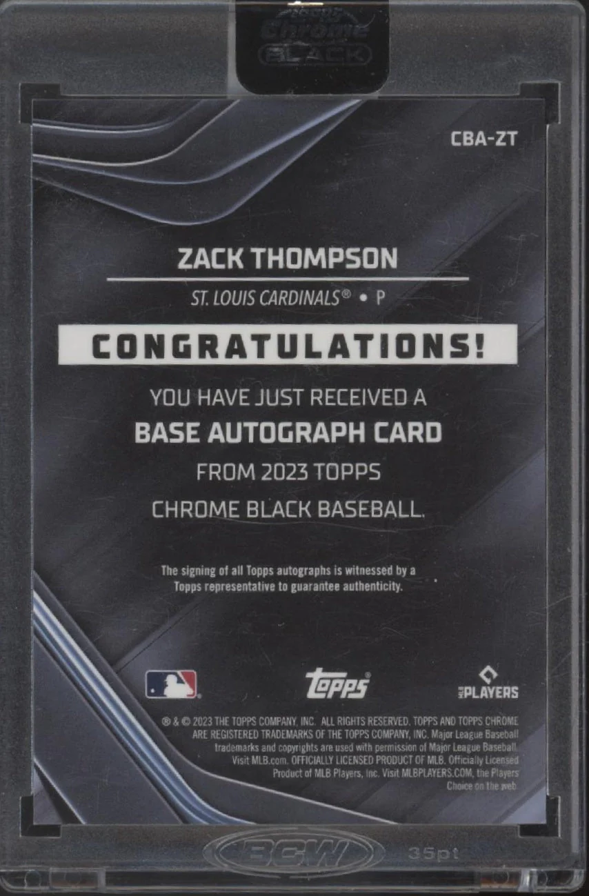 Zack Thompson 2023 Topps Chrome Black RC Auto #CBA-ZT