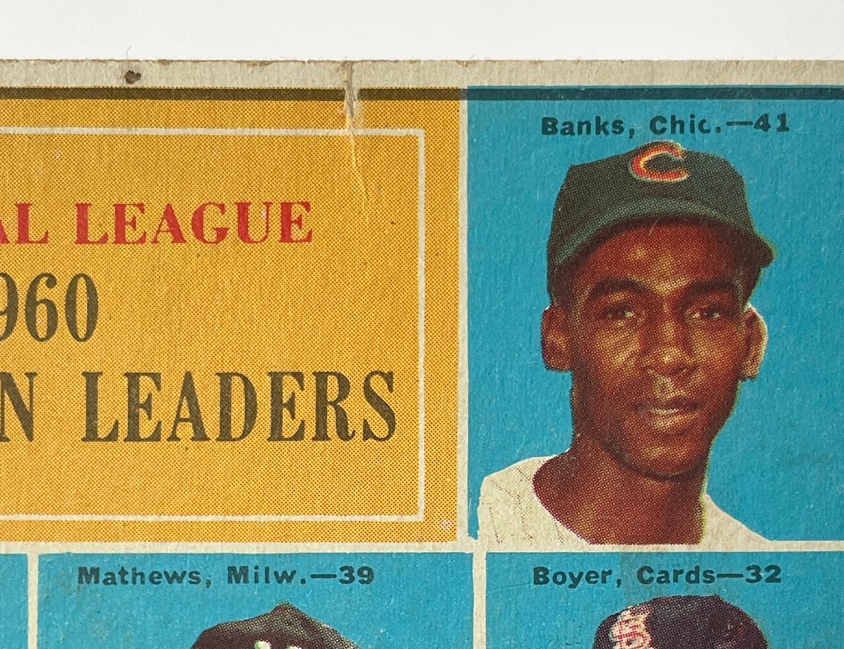 989-banks-aaron-mathews-boyer-1961-topps-home-run-leaders-43-vg-ex-3.jpg Banks / Aaron / Mathews / Boyer 1961 Topps Home Run Leaders #43 VG-EX